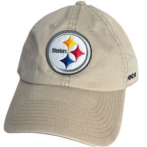 Official NFL Pittsburgh Steelers Embroidered Hat, Cap, Tan Adjustable FOCO